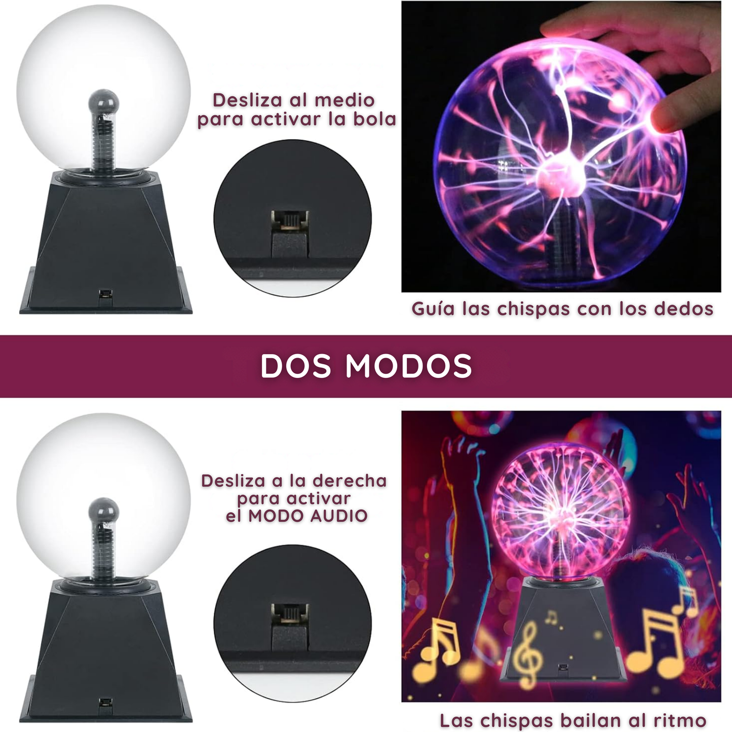 Bola de Plasma de Cristal Táctil